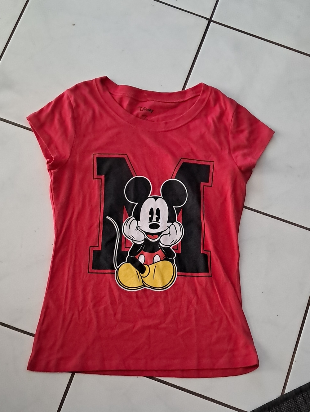 Disney Red Short-Sleeve Tee with Black 'M' and Mickey